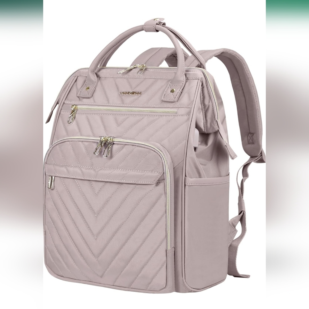 Quilted Dusty Pink 17 Inch Laptop Backpack KROSER NWOT